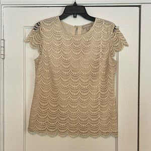 Banana Republic Ivory Lace Cap sleeve Blouse